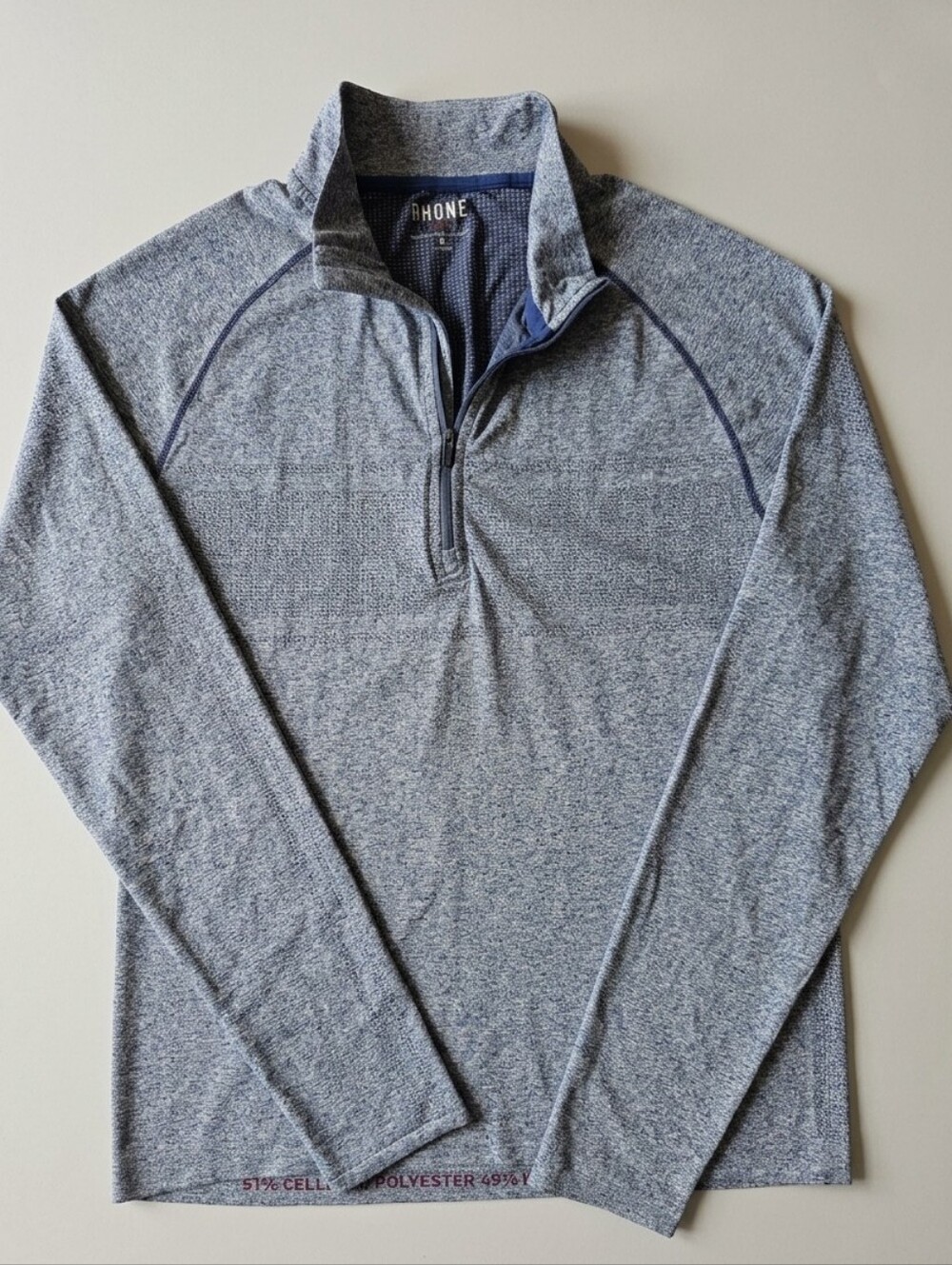 Rhone Quarter Zip Pullover M Blue Heather Performance Athleisure Elevated Basics